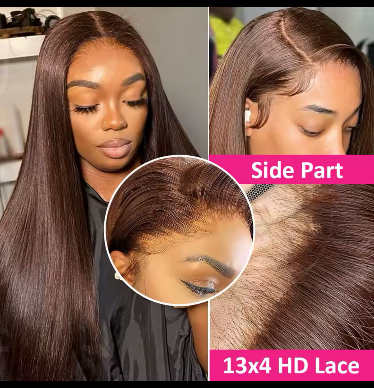 Straight Chocolate Brown 4*4,13*4,13*6 HD LACE