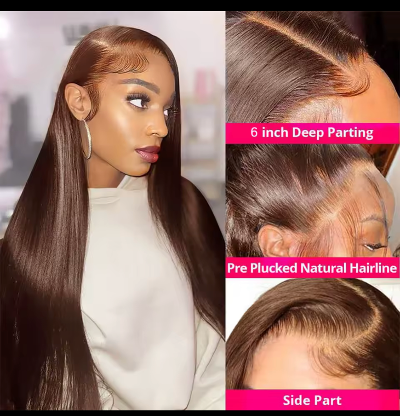 Straight Chocolate Brown 4*4,13*4,13*6 HD LACE